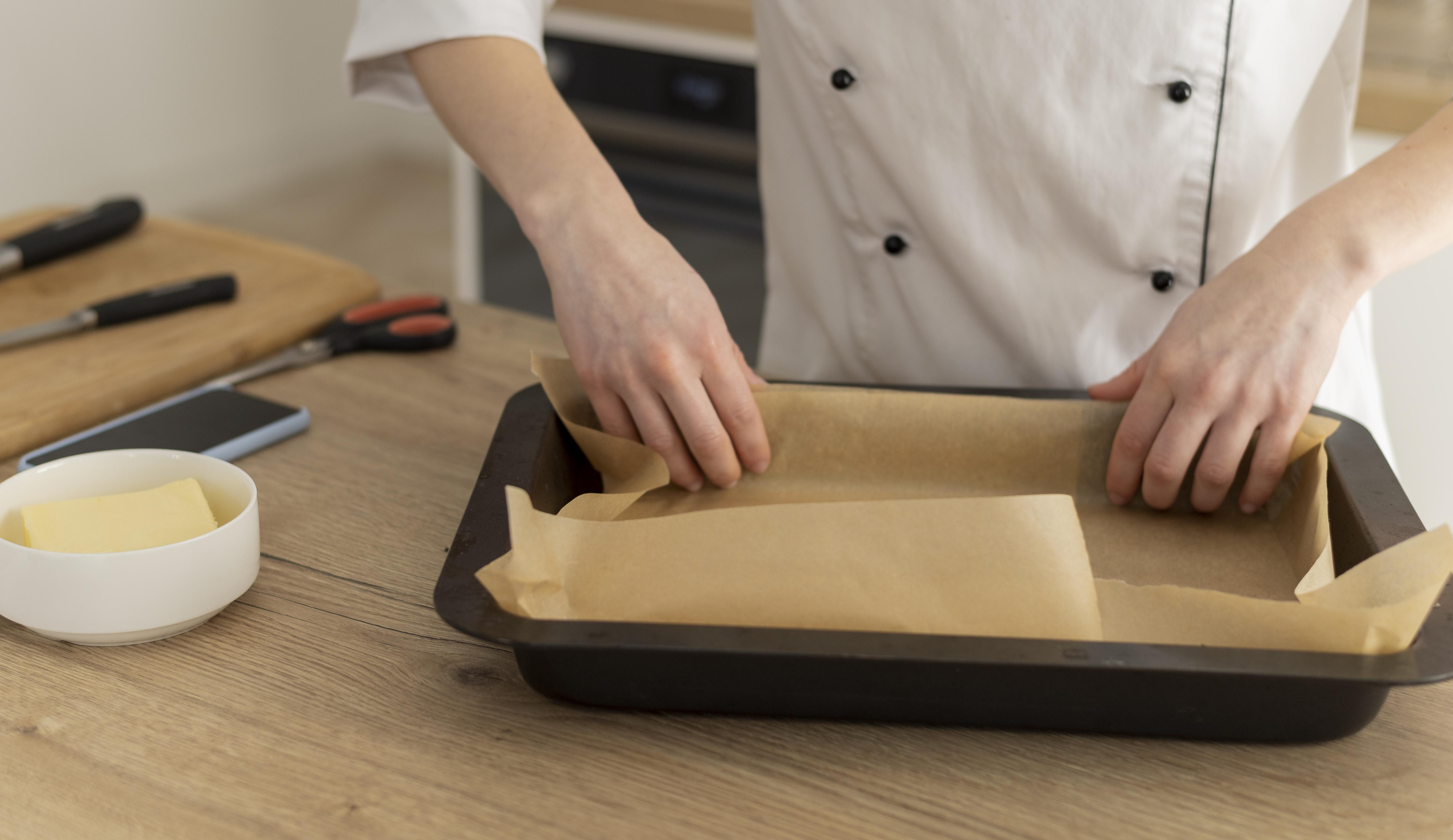 Oven and baking sheets with parchment