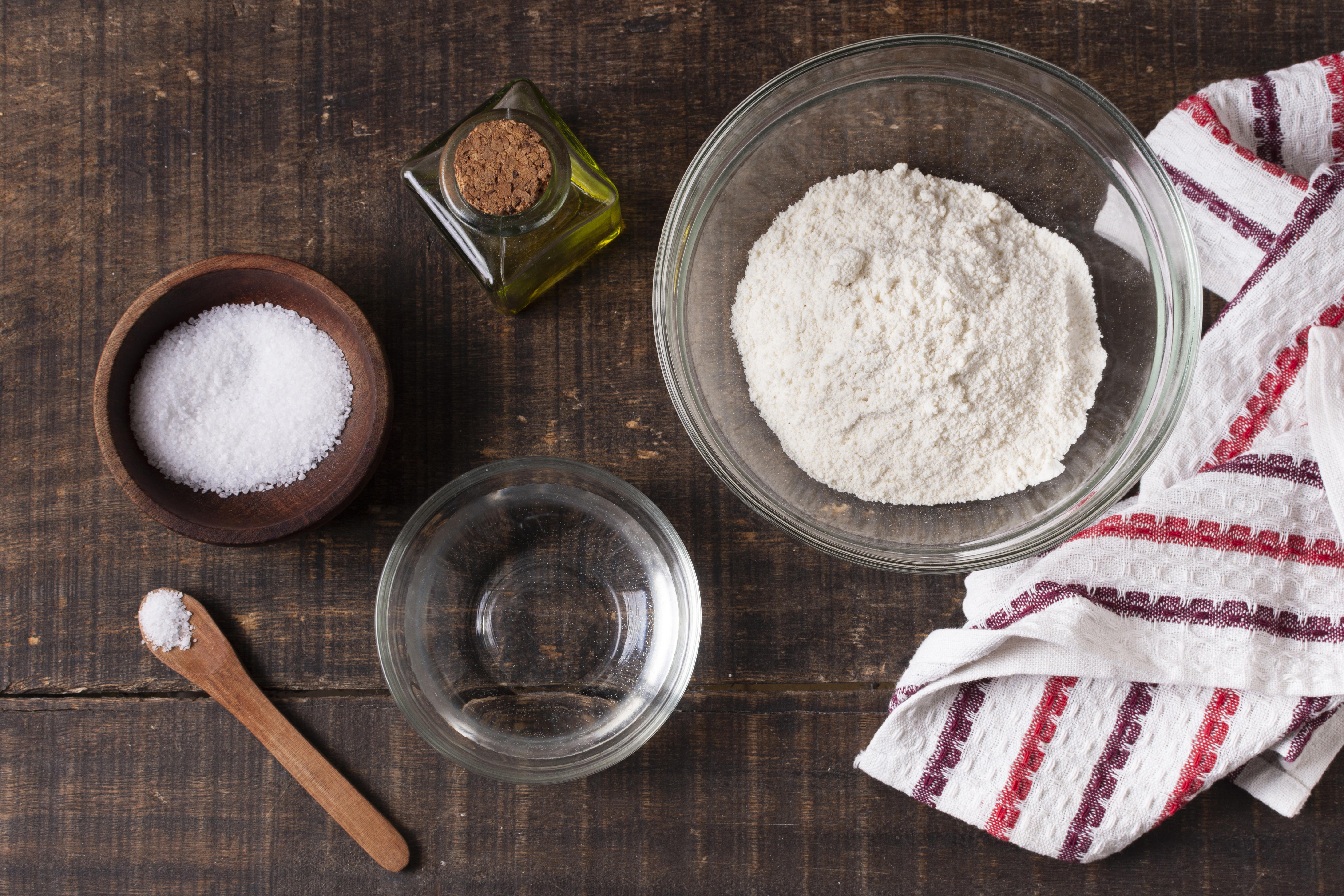 Dry ingredients being whisked in a bowl